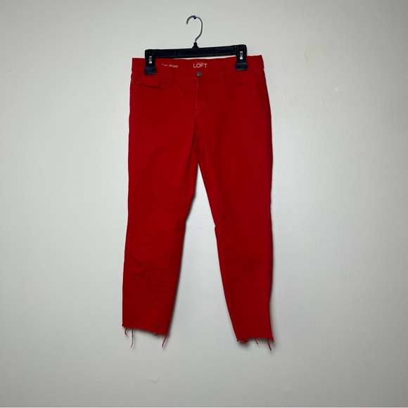 LOFT Modern Skinny Red Jeans with Raw Hem - Size 27/4P - Picture 8 of 11